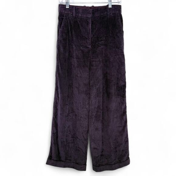 COS Womens Corduroy Pants Purple EUR 34 US 2 Wide Leg High Rise Minimalist Fall - Picture 1 of 12